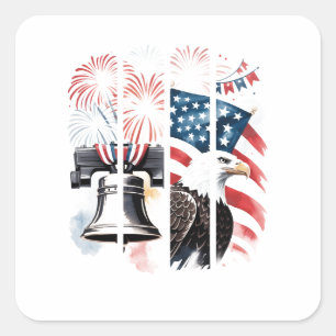 Adesivo Quadrado Brushaft Patriótico - Fogos de artifício, Bandeira