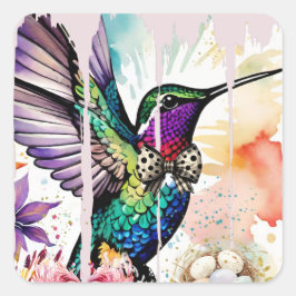 Adesivo Quadrado Brushstroke Bird Art