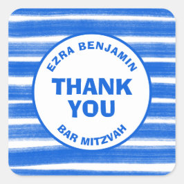 Adesivo Quadrado Brushstrokes Gira Bar Personalizado Azul Bat Mitzv