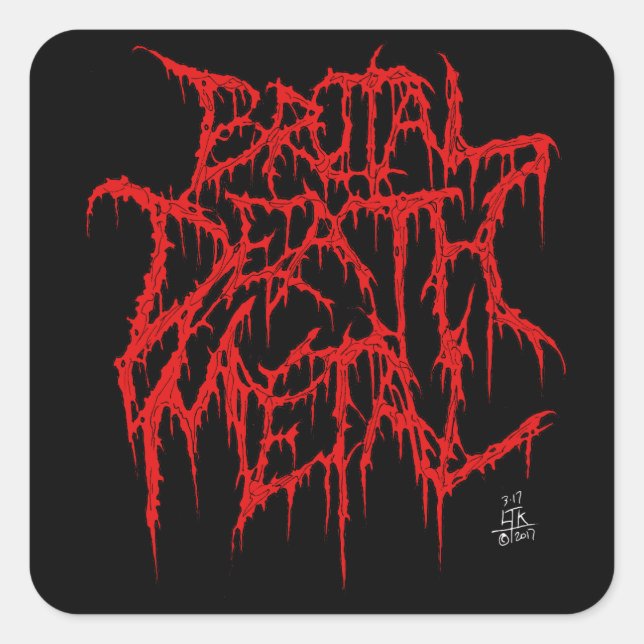 Adesivo Quadrado Brutal Death Metal (Frente)