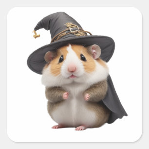 Adesivo Quadrado Bruxa de Hamster Fofa