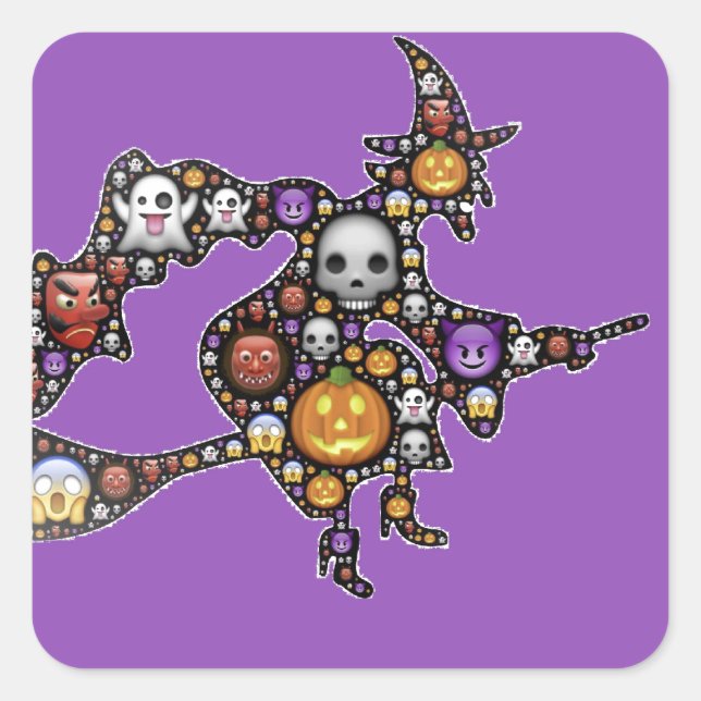 Adesivo Quadrado bruxa emoji (Frente)
