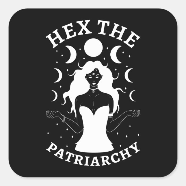 Adesivo Quadrado Bruxa Feminista - Hex O Patriarcado II (Frente)
