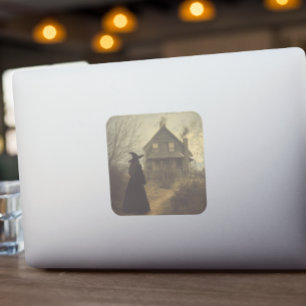 Adesivo Quadrado Bruxa Vintage do Halloween