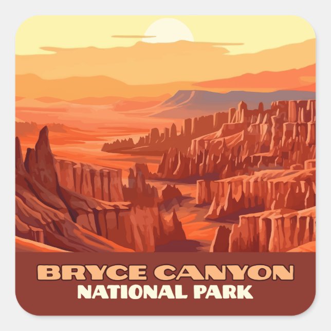 Adesivo Quadrado Bryce Canyon National Park Mounts Utah (Frente)