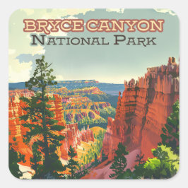 Adesivo Quadrado Bryce Canyon National Park Utah Hoodoo Retro