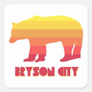 Adesivo Quadrado Bryson City North Carolina Rainbow Bear