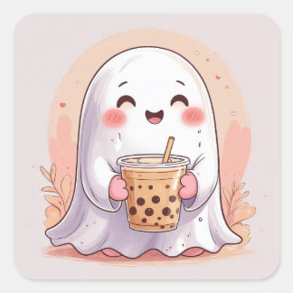 Adesivo Quadrado Bubble Tea Ghost