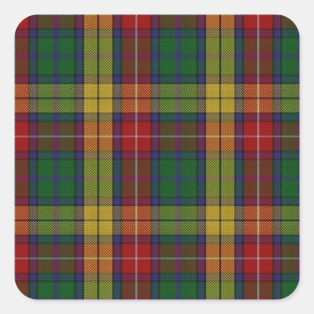 Adesivo Quadrado Buchanan Clan Family Tartan (Frente)