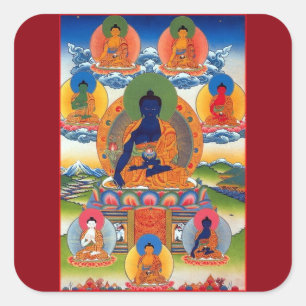 Adesivo Quadrado Buda da Medicina Arte Budista Tibetana