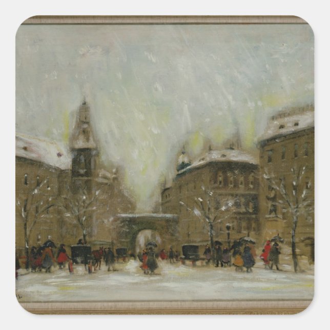 Adesivo Quadrado Budapeste na neve (Frente)