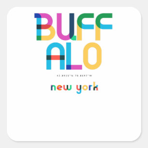 Adesivo Quadrado Búfalo Nova York Meio do Século, Arte Pop,