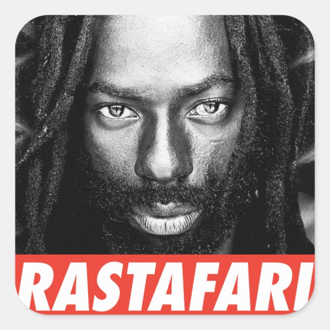 Adesivo Quadrado Buju Rastafari Rasta Bless One Love Roots Sticker  (Frente)