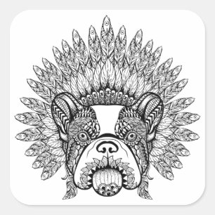 Adesivo Quadrado Buldogue francês inspirado na capota da guerra