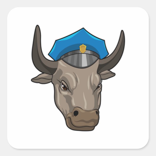 Adesivo Quadrado Bull como agente policial (Frente)