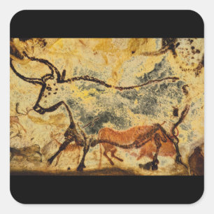 Adesivo Quadrado Bull', vermelho Lascaux, Dordogne_Art da