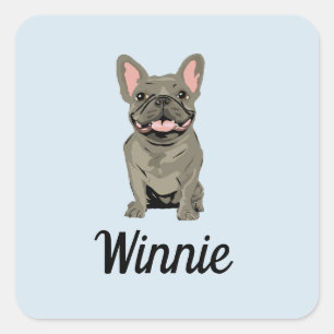 Adesivo Quadrado Bulldog Francês Cinza