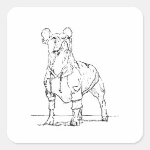 Adesivo Quadrado Bulldog Francês Engraçado – Pensando em Você
