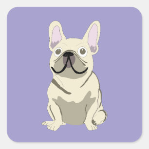 Adesivo Quadrado Bulldogue Francês Creme,