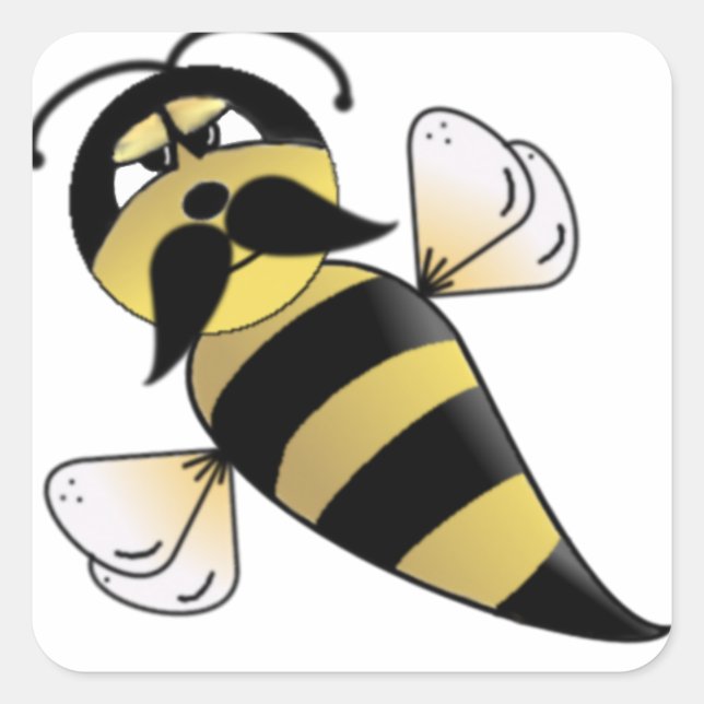 Adesivo Quadrado Bumble Bee com bigode (Frente)