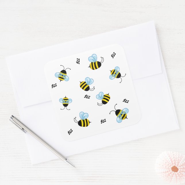 Adesivo Quadrado Bumble Bees Ocupadas (Envelope)