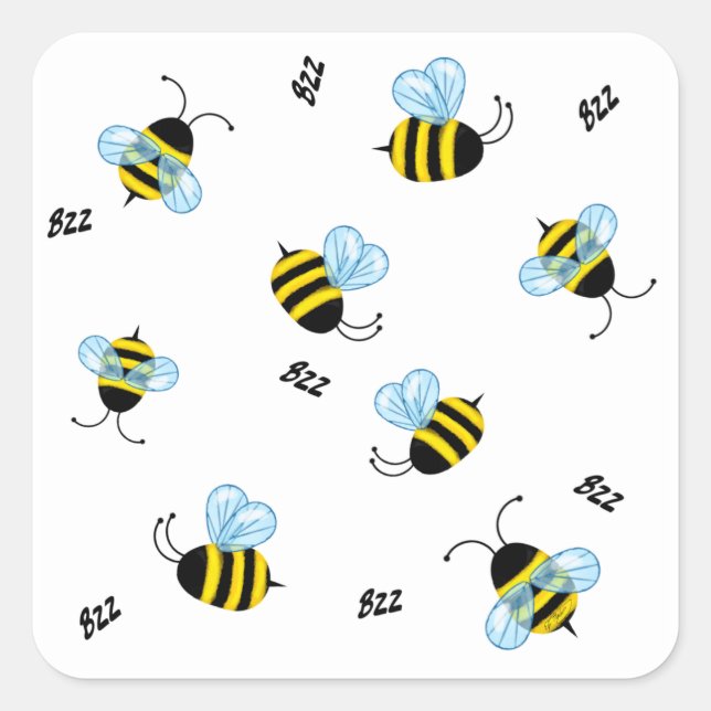 Adesivo Quadrado Bumble Bees Ocupado (Frente)