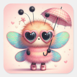 Adesivo Quadrado Bumble com guarda-chuva
