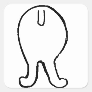 Adesivo Quadrado bumbum branco de poodle