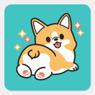 Adesivo Quadrado Bumbum de Corgi e Víblias de Nap - Cachorro Dormin