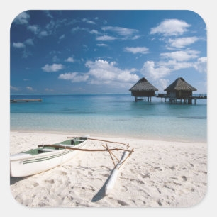 Adesivo Quadrado Bungalows da praia Motu Toopua