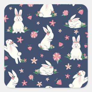 Adesivo Quadrado Bunnies de Feriado