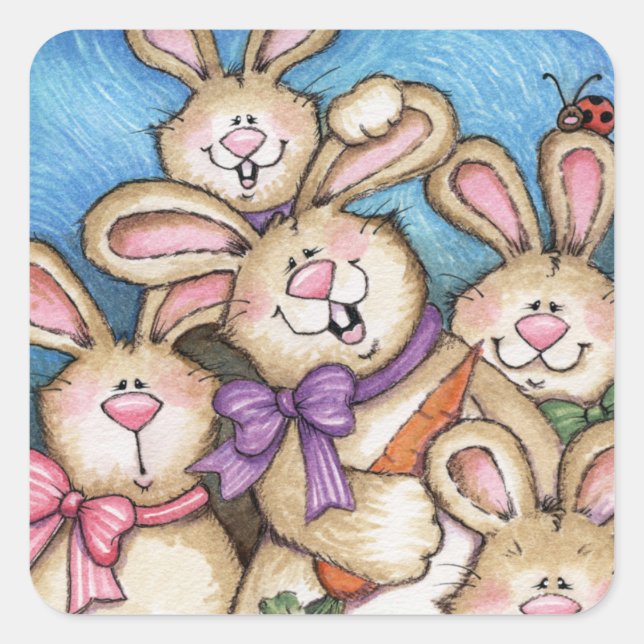 Adesivo Quadrado Bunnies - Stickers (Frente)