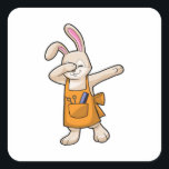 Adesivo Quadrado Bunny as Hairdresser with Comb & Scissors<br><div class="desc">This design is the perfect gift for a birthday,  Christmas and other celebrations. It is suitable for women,  men and kids.</div>