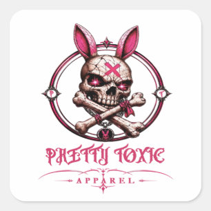 Adesivo Quadrado Bunny Caveira Bonito Tóxico Street Feminino Pastel