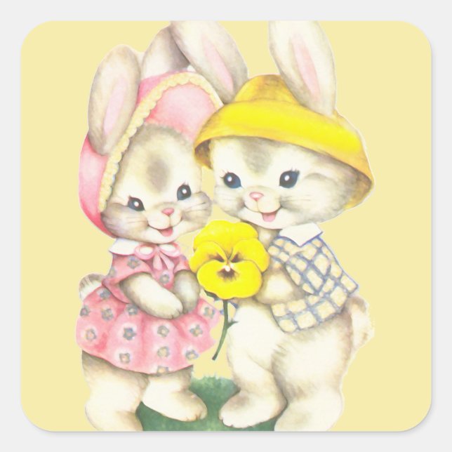Adesivo Quadrado Bunny Girl+Boy (Frente)