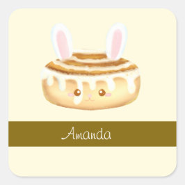 Adesivo Quadrado Bunny Sweet Dessert Cinnamon Bun