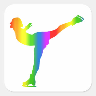 Adesivo Quadrado Bunter Eiskunstlauf Regenbogen Sticker