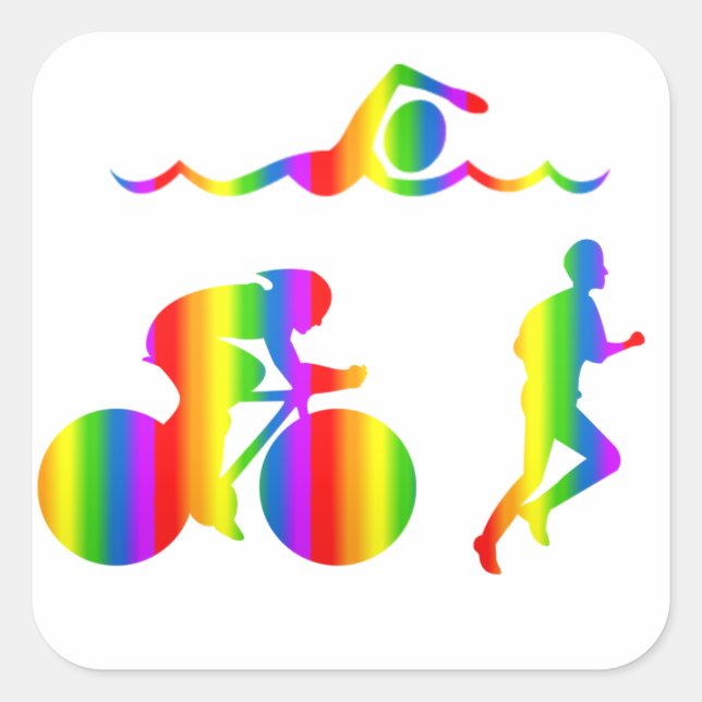 Adesivo Quadrado Bunter Triathlon Regenbogen Sticker (Frente)
