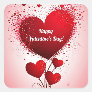 Adesivo Quadrado Buquê de balão de corações vermelhos