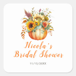 Adesivo Quadrado Buquê de Flores de Abóbora Chá de Noiva