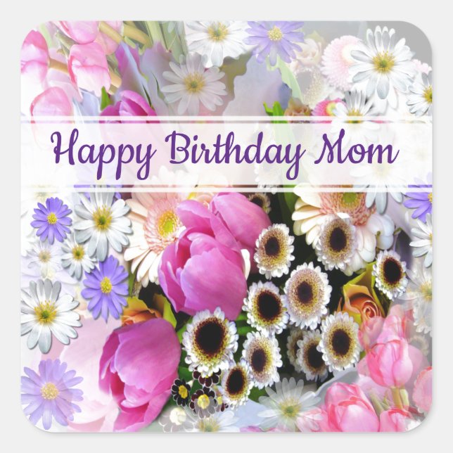 Adesivo Quadrado Buquê de Primavera (Frente)