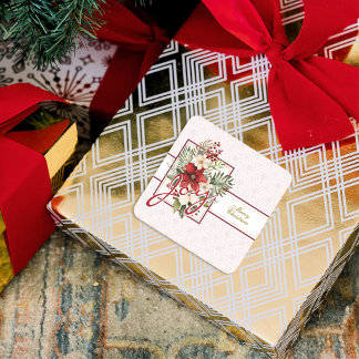 Adesivo Quadrado Buquê Floral Elegante Alegria Roteiro Natal Feliz