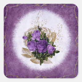 Adesivo Quadrado Buquê Floral Purple Vintage