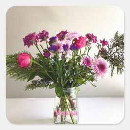 Adesivo Quadrado Buquê Mama Colorida no Dia da Mãe + Opção Personal