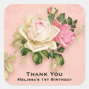 Adesivo Quadrado Buquê Rosa Cor-de-Rosa Cor-de-Rosa Rosa Rosa Cor-