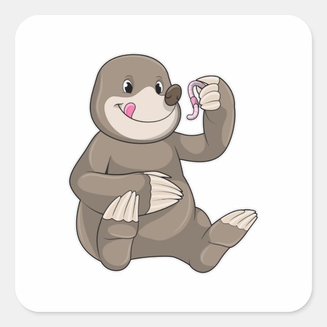 Adesivo Quadrado Buraco com verme (Frente)