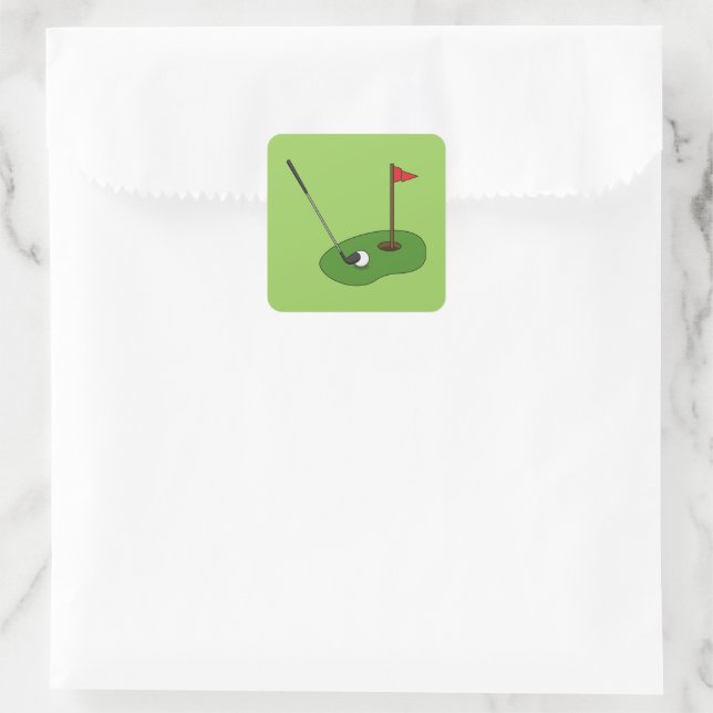 Adesivo Quadrado Buraco de Curso de Golfe com Bandeira (Bolsa)