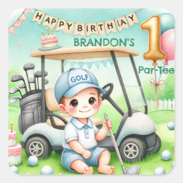Adesivo Quadrado Buraco no Golf Boy 1rua Par-tee Aniversário
