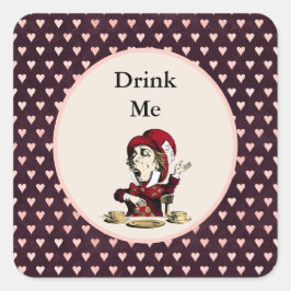 Adesivo Quadrado Burgundy Bebe-me Alice Mad Hatter Alice no País da