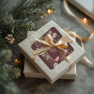 Adesivo Quadrado Burgundy Chinoiserie Christmas Romantic Wedding